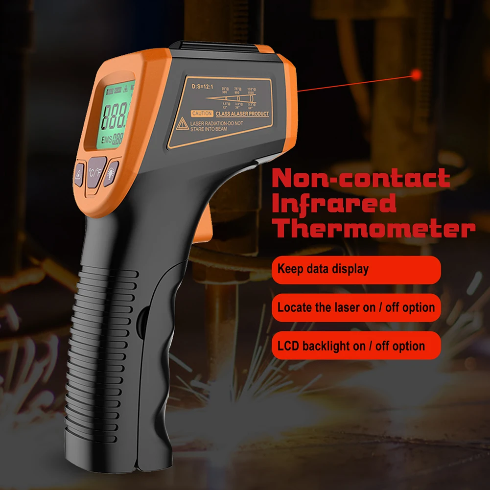 -50~600℃ / -58~1112℉ GM320S Non-Contact Industrial Infrared Thermometer IR High Temperature Gun LCD Laser-Pointer