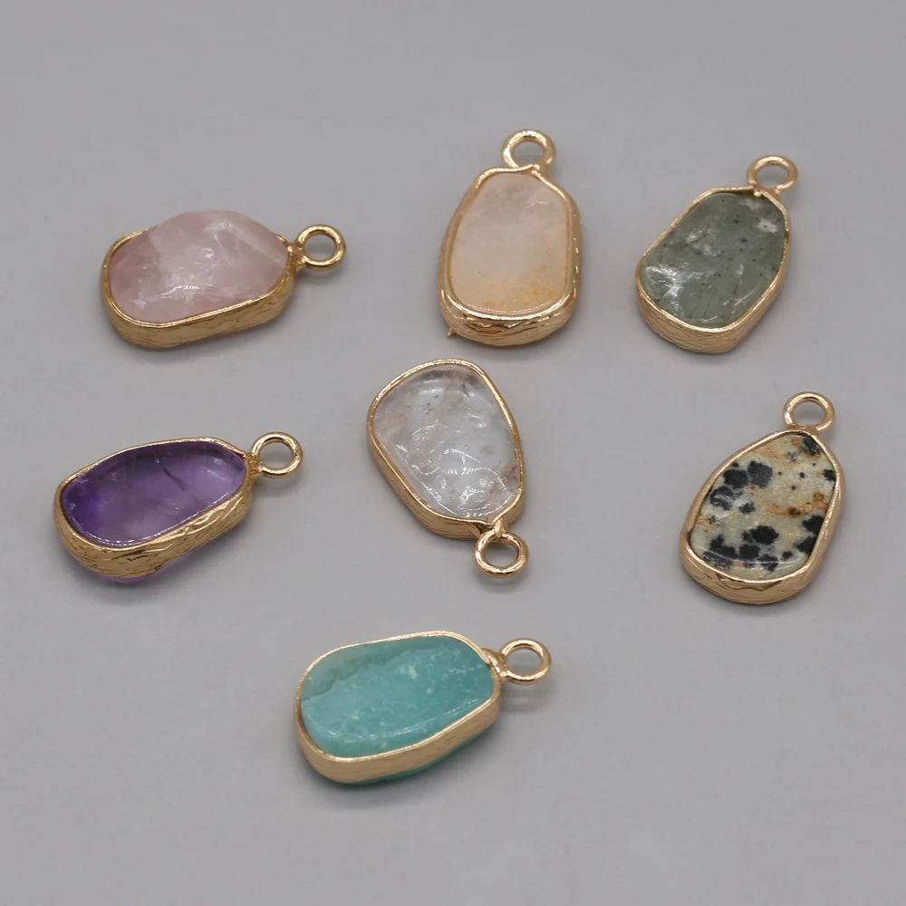 5 PCS Natural Semi-precious Stone Pendants Clear Quartz Amazonite Rose Quartz for DIY Jewelry Making Gift Handmade Accessories