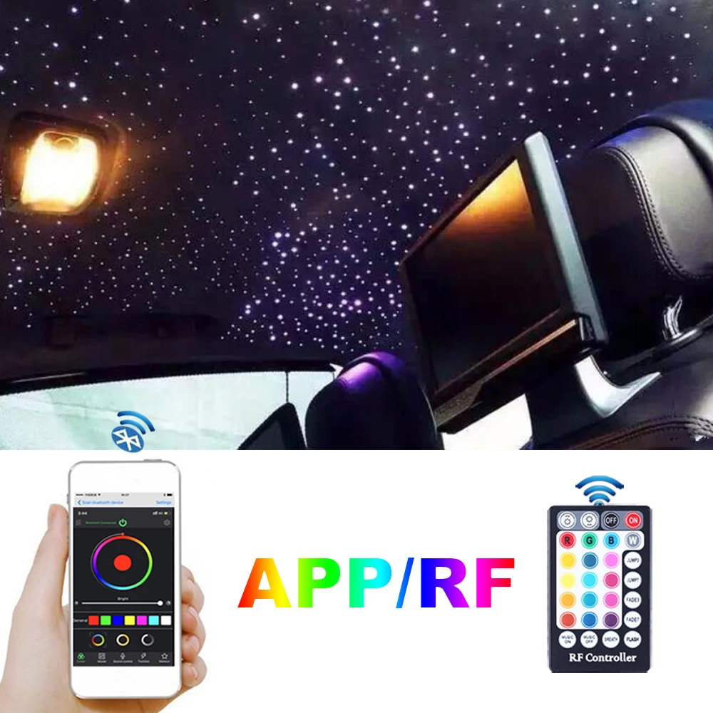 APP Control 16W Musical Flash Fiber Optic Light Engine Car Star Ceiling Light Source RF Remote Sound Control DC12V LED Driver