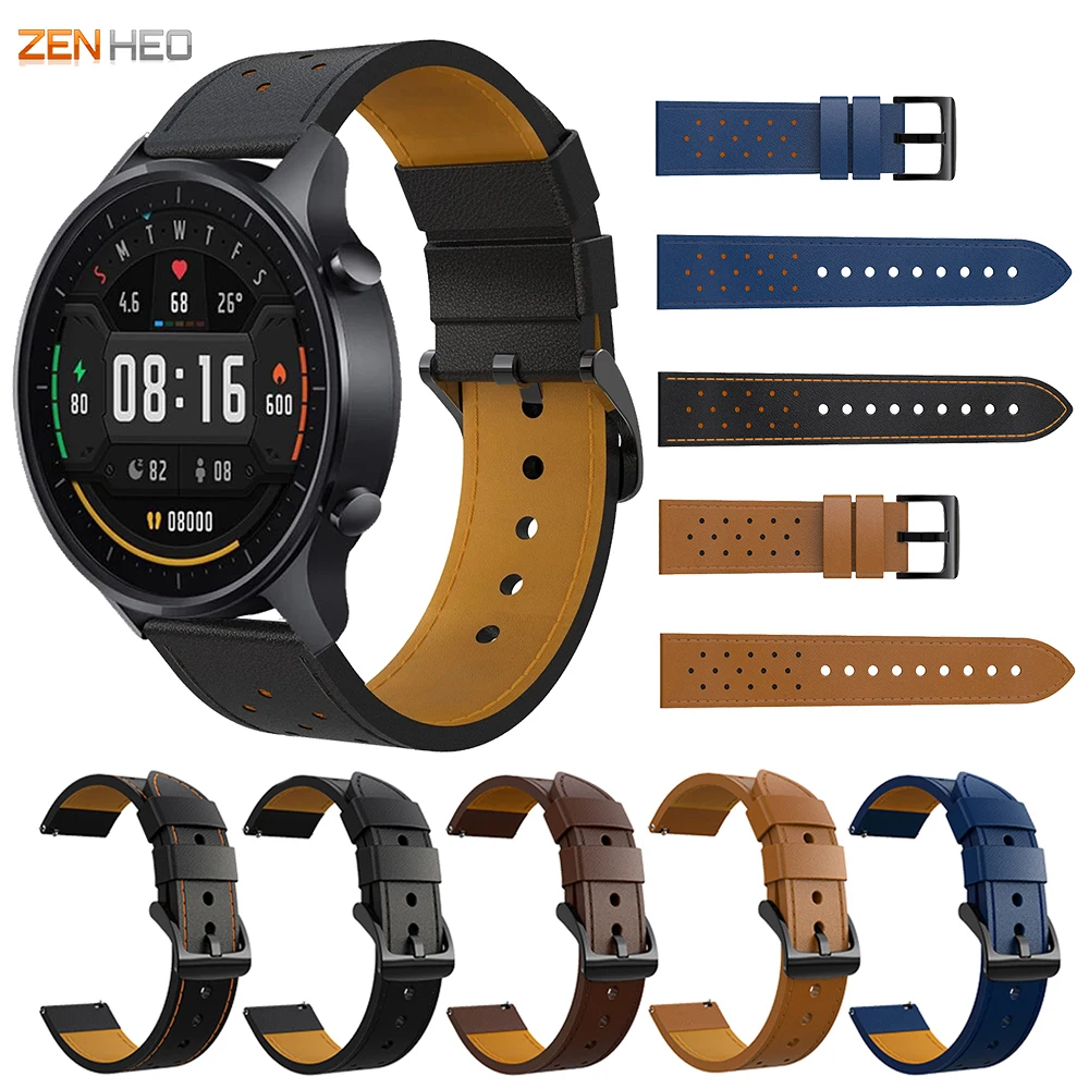 22mm Genuine Leather Strap For Xiaomi Mi Watch Color Replacement Watchband For Xiaomi Huami Amazfit GTR 2/GTR 2e Watch Band