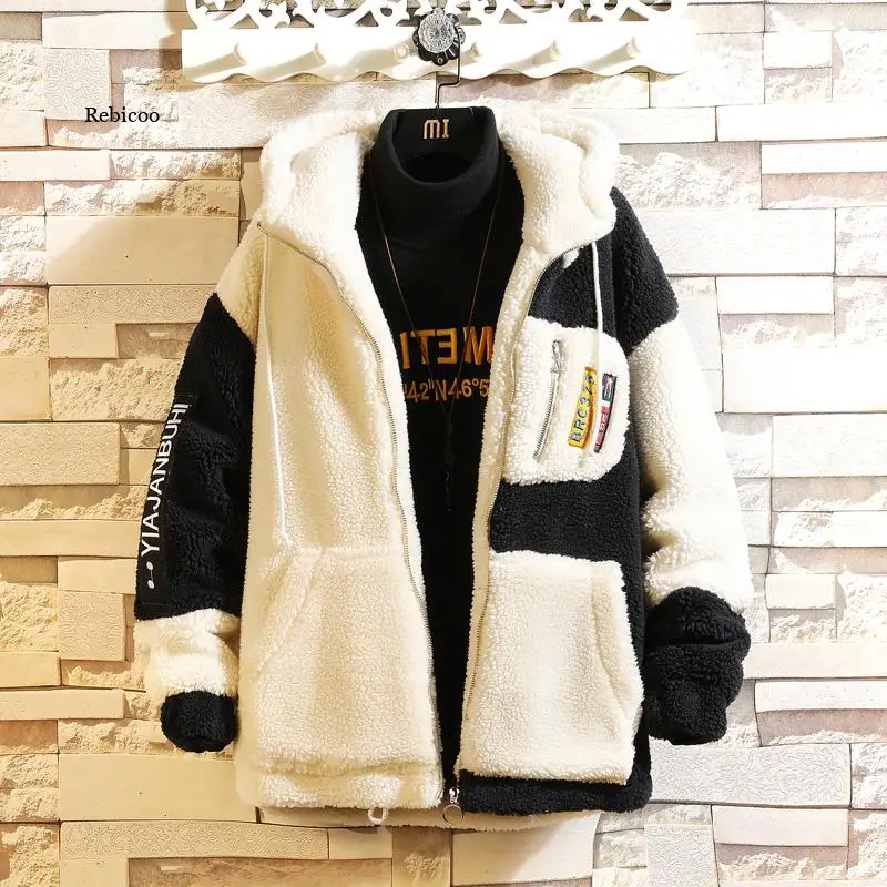 Chaqueta Bomber para hombre, abrigo de felpa grueso y cálido para invierno, ropa deportiva, chándal, sudaderas con capucha de lana esponjosa