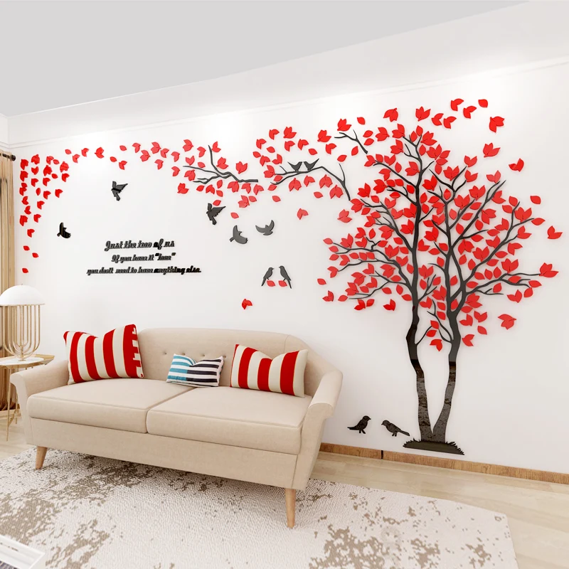 Modern Tree 3D Mirror Wall Stickers for Living Room Bedroom Solid Acrylic DIY Art Decals TV Background Wall Decorative Stickers