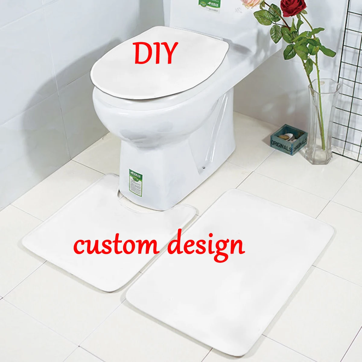 DIY Custom Design 3D printed Bathroom Pedestal Rug Lid Toilet Cover Bath Mat Set drop shipping