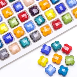30Pcs/Lot Four-leaf Clover Beads Glass Cross Beads 12mm Charm Crystal Red Pendant For Diy Making Jewelry Needlework Accessories