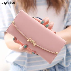 Portafogli lunghi da donna con fiocco Hasp Porta carte di denaro da donna dolce di moda Nuovo arrivo in pelle opaca Semplice solido ed elegante Cardbag femminile