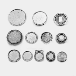 10pcs Mix Sizes For Flat Leather Cord Beads Slider Spacer Antique Silver Blank Cabochon Setting Diy Bracelets jewlery Making