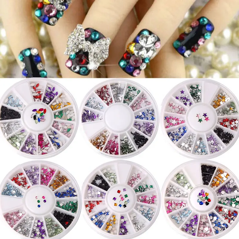 1Box Mixed Color Nail Rhinestone Wheel Irregular Beads For 3D Nail Art Decoration Design Manicure Tools