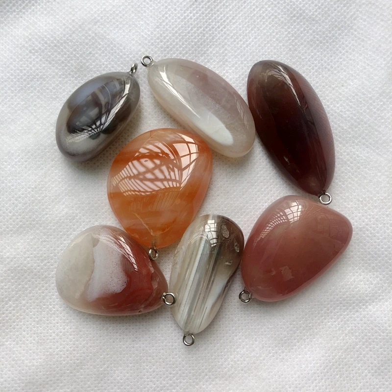 Wholesale 2pcs/pack Mixed Polished Botswana Agate Bead Pendant,Natural Loose Gemstone Pendant Jewelry Necklace 30-40mm