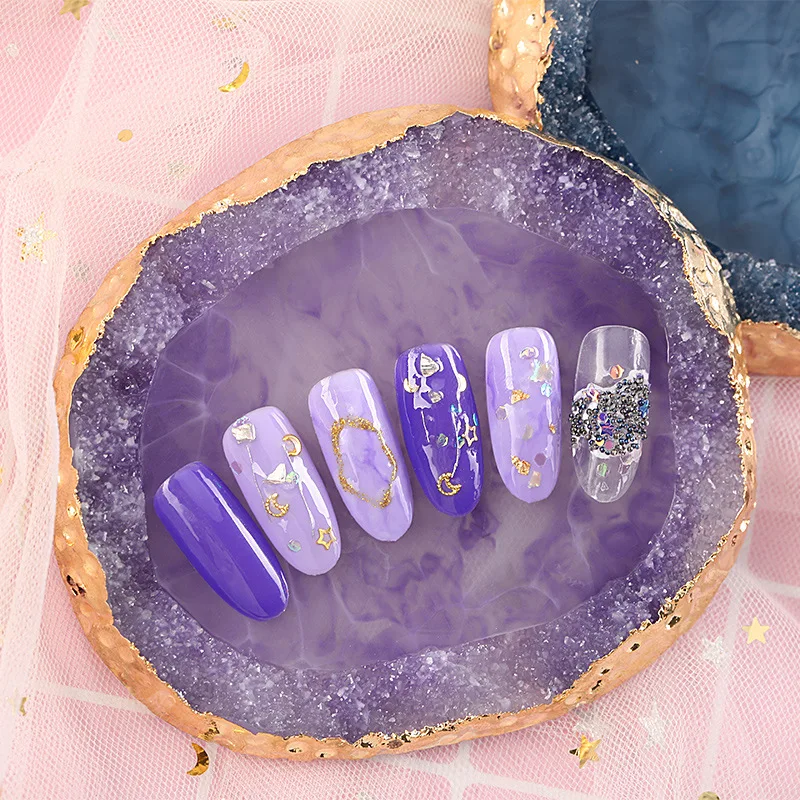 Resin Agate Jewelry Tray Storage Jewelry Display Plate Nail Art Palette Necklace Display Plate Creative Decoration Organizer