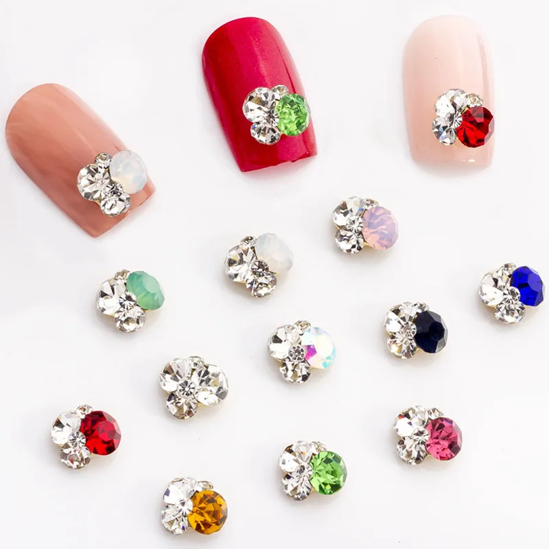 10pcs/pack 3d Crystal Nail Stones 8.6*7.6cm Gold Bottom AB Protein Glitter Diamond Pile Drill Alloy Nail Jewerly Rhinestones#11