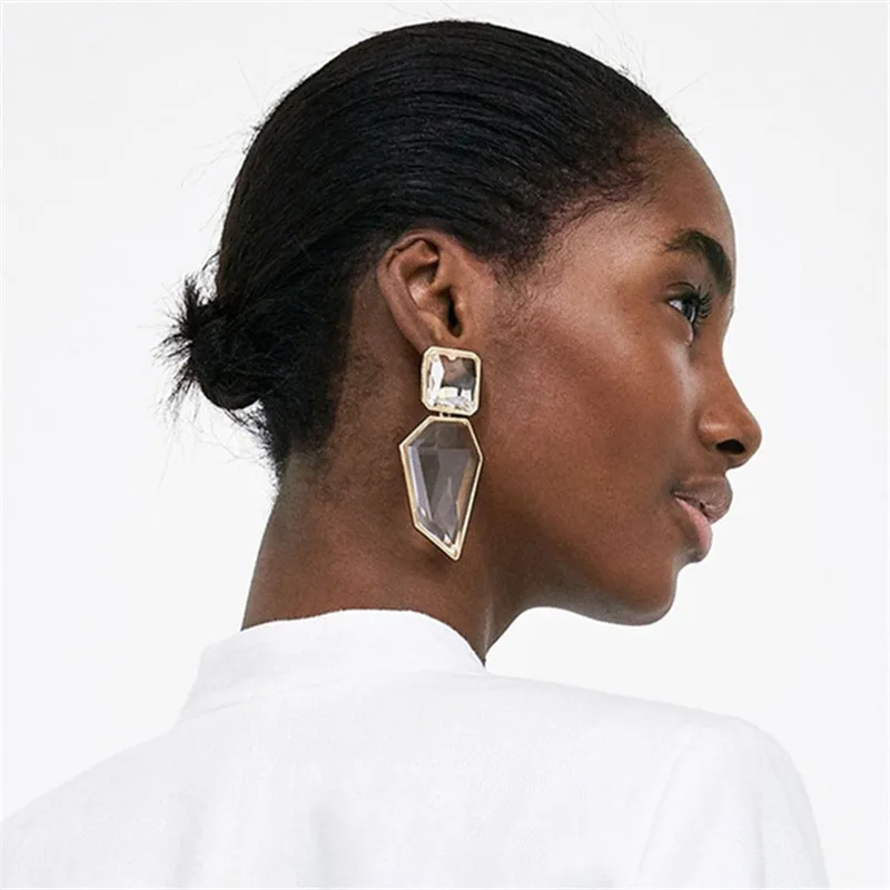 2025 New Transparen Resin Geometric Statement Earrings Women Jewelry Indian Retro Large Long Drop Dangle Earrings