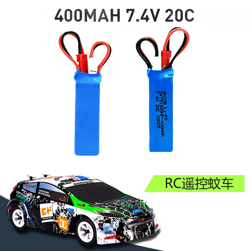 2/4 pz/lotto 7.4V 400mAh 20C batteria Lipo 2S spina JST per WLtoys K969 K989 K999 P929 P939 RC batteria per auto pezzi di ricambio