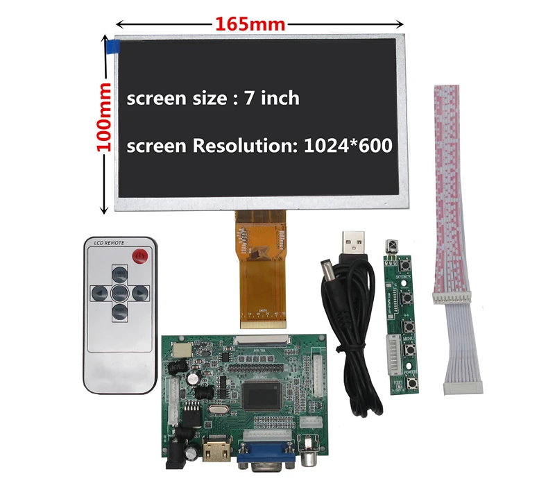 Imagem -03 - Polegada 1024*600 Tela Lcd com Hdmi-compatível Vga Driver Board Monitor para Raspberry pi Banana Mini Computador 10.1