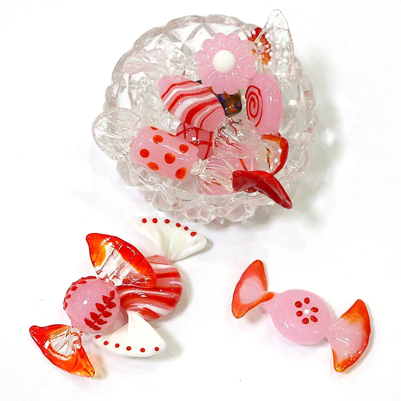 Vintage Cute Murano Glass Sweets Pink Candy Wedding Xmas Party Home Desktop Christmas Decorations DIY Dollhouse Crafts Ornament