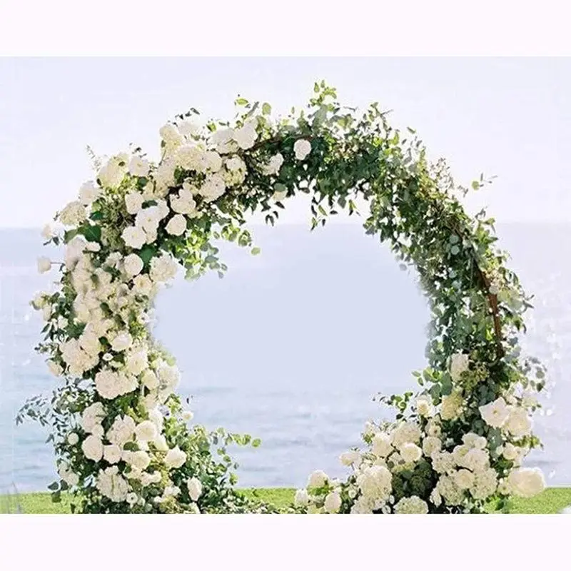 Wedding Arch Gold Round Frame Stand Metal Flowers Balloons Rack Party Birthday Events Venue Backdrop Decor