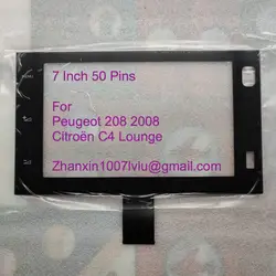 7 Inch 50 Pin Black Touch Screen Glass Digitizer For Peugeot 208 2008 Citroën C4 Lounge Car DVD Radio Player GPS Navigation