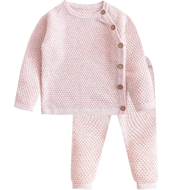 Long Sleeve Clothes Sets for Newborns Baby Girl boy Fashion fall Winter Clothing Suit Solid Woolen Knitted Cloth Infant Boy sets