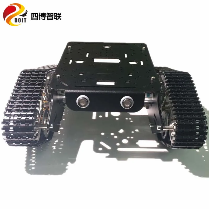 SZDOIT Full Metal 5DOF Robot Arm + T300 Tank Chassis Kit 360 Degree Rotating Pan/Tilt Base Servo Motor DIY Education Unassembled