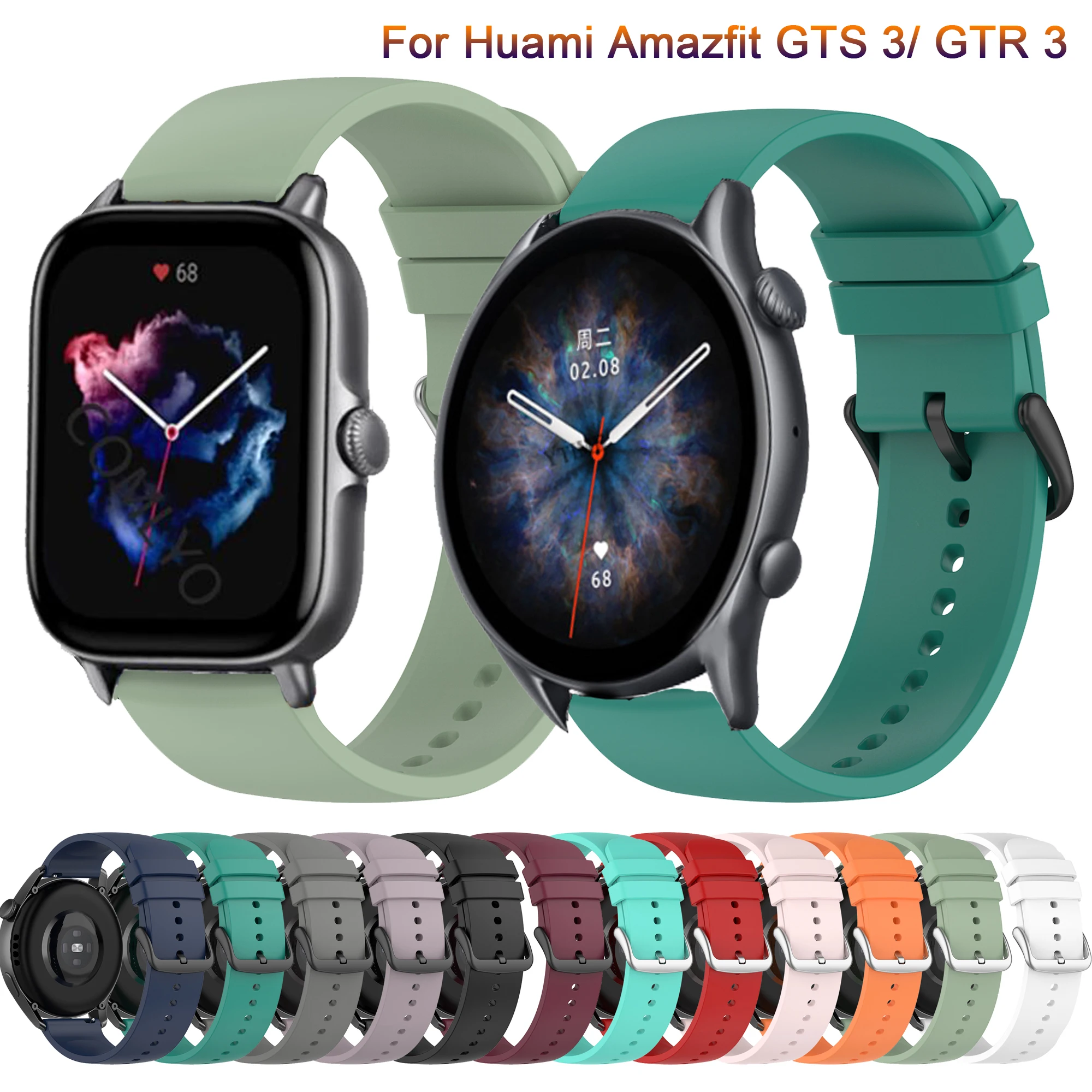 

22mm/20mm For Xiaomi Huami Amazfit GTR 3 / 3 Pro Watch Strap For Amazfit GTS 3 GTR 2 2e Bip U Pro Stratos Bracelet Silicone Band