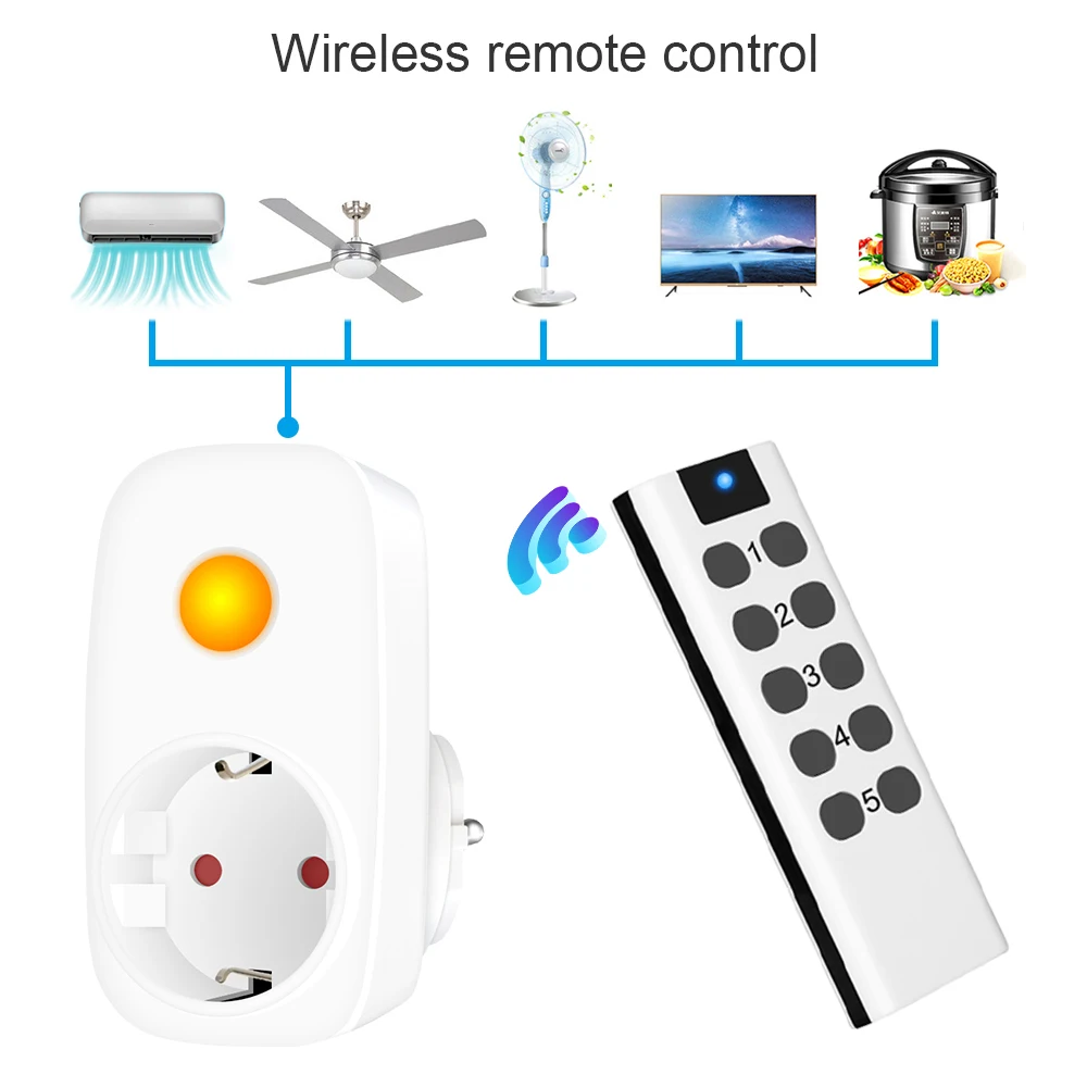 Smart Socket 16A EU French Power Plug 433Mhz Universal Remote Control Switch Controller 220V LED Programmable Electrical Outlets