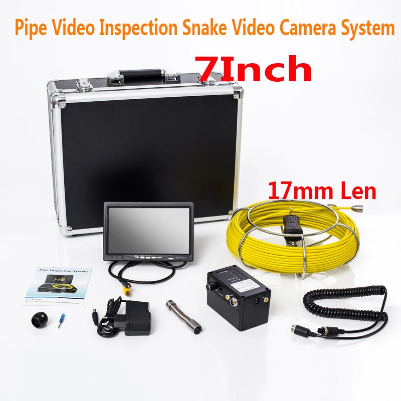 

7Inch Color TFT LCD Display Pipe Video Inspection Snake Video Camera System 20M 17MM With 6Pcs Adjustable White LEDS And DVR