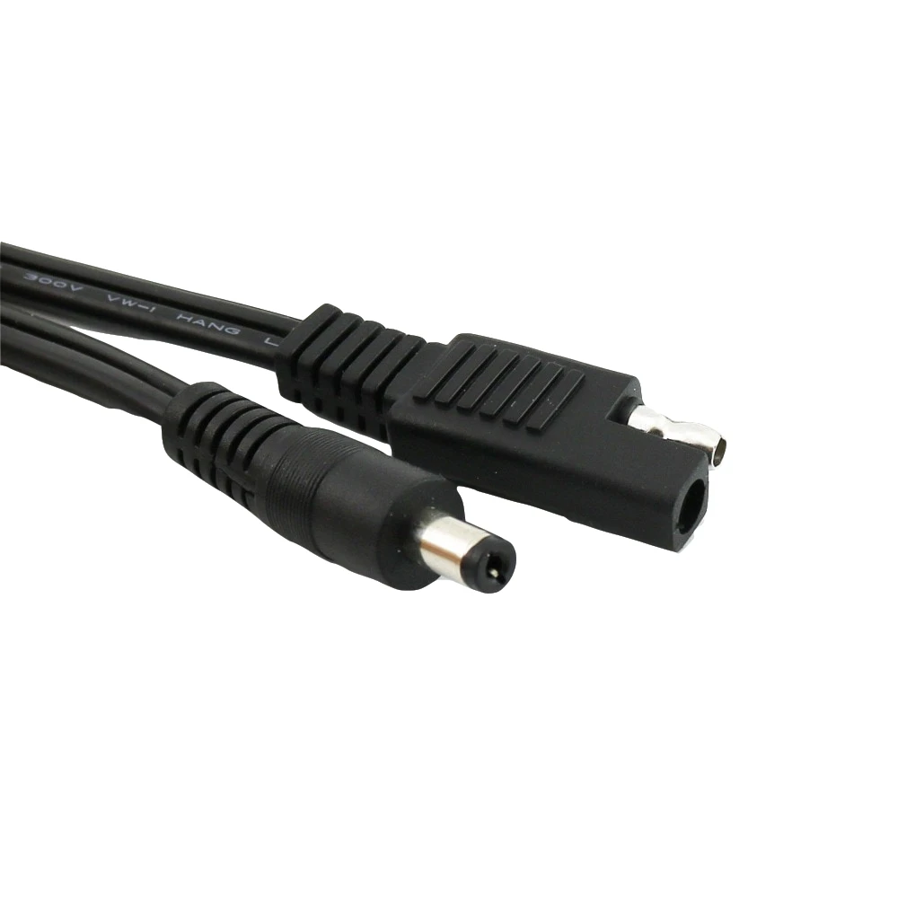 1pc DC Solar Power Automotive SAE Male 12V 5.5mm X 2.1mm Male Plug Solar Panel Charge Power Connector Extension Cable Cord 25cm