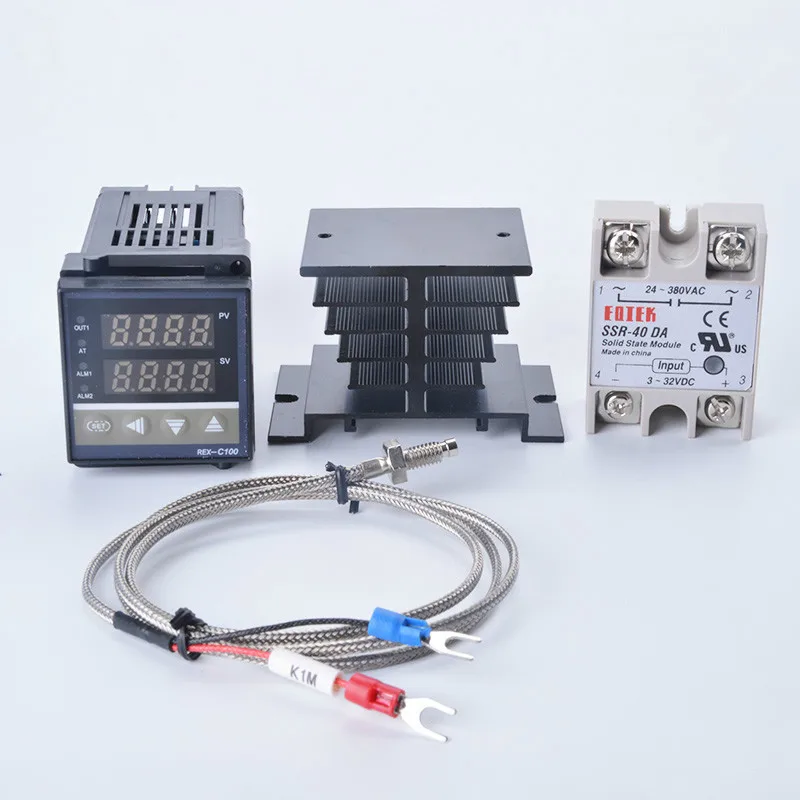 Regolatore di temperatura digitale PID REX-C100 REX C100 termostato + 40DA relè SSR + K termocoppia 1m sonda RKC