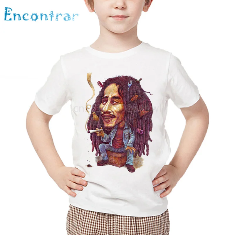 Kids Jamaica Singer Bob Marley Reggae Rastafari Print T shirt Children Summer White Tops Boys and Girls Casual T-shirt