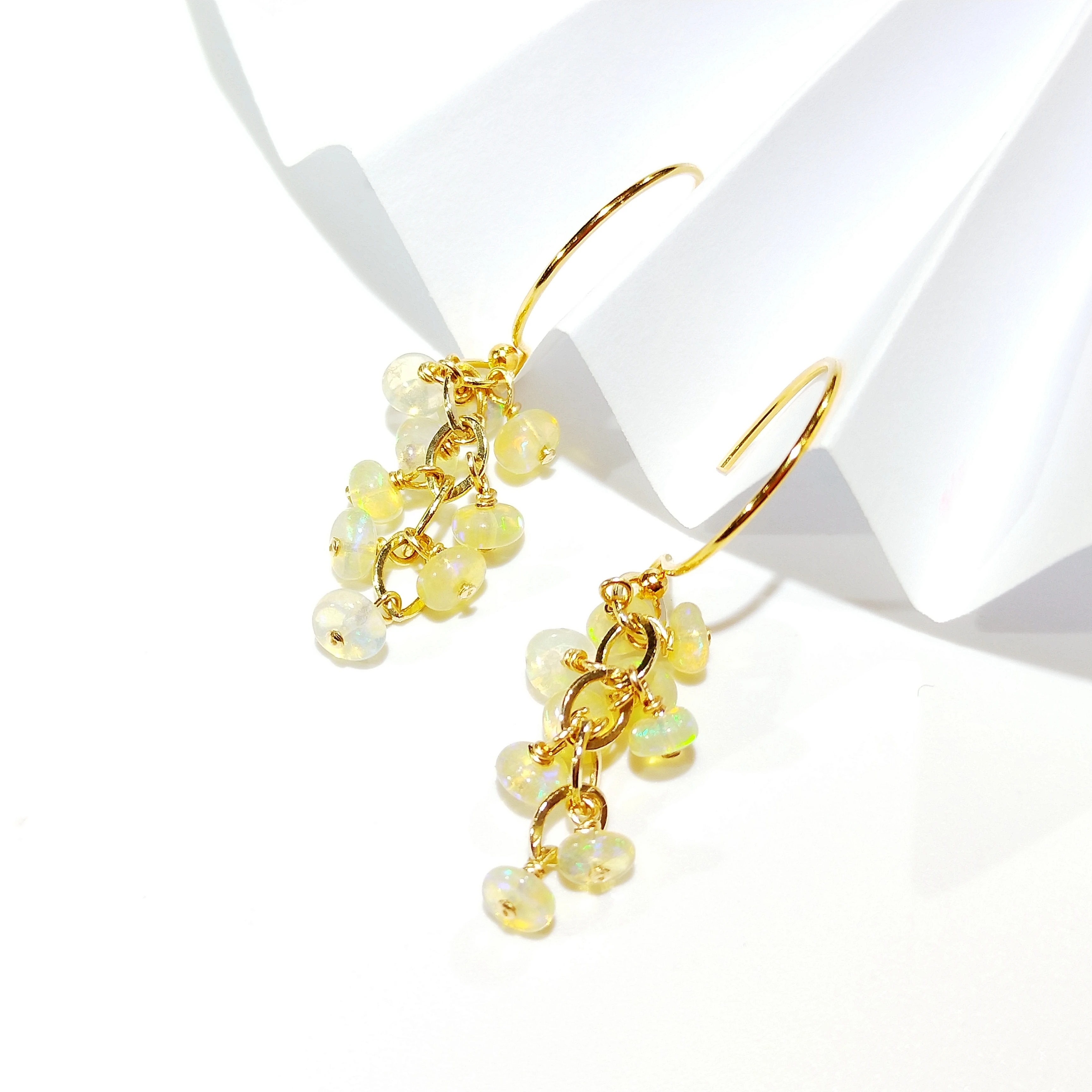 Lii Ji Natural Ethiopia Opal 14K Gold Filled Earrings Real Opal Gold Color Handmade Jewelry view 4