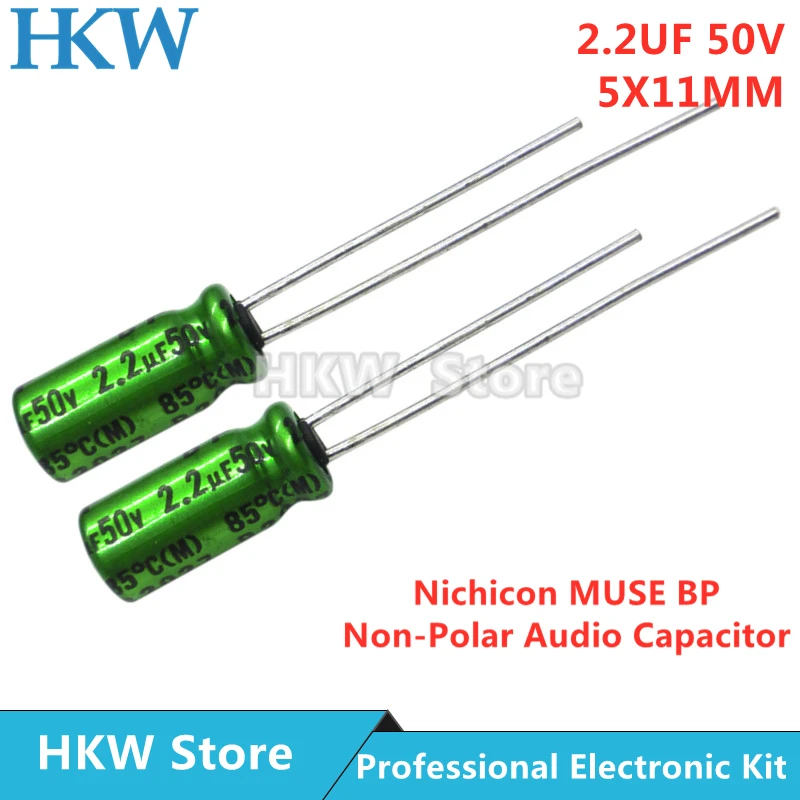 10pcs/lot 2.2UF 50V 5X11mm Nichicon MUSE BP ES Non Polar Nonpolar Bipolar HiFi Audio Capacitor 50V2.2UF New and Original 5*11MM