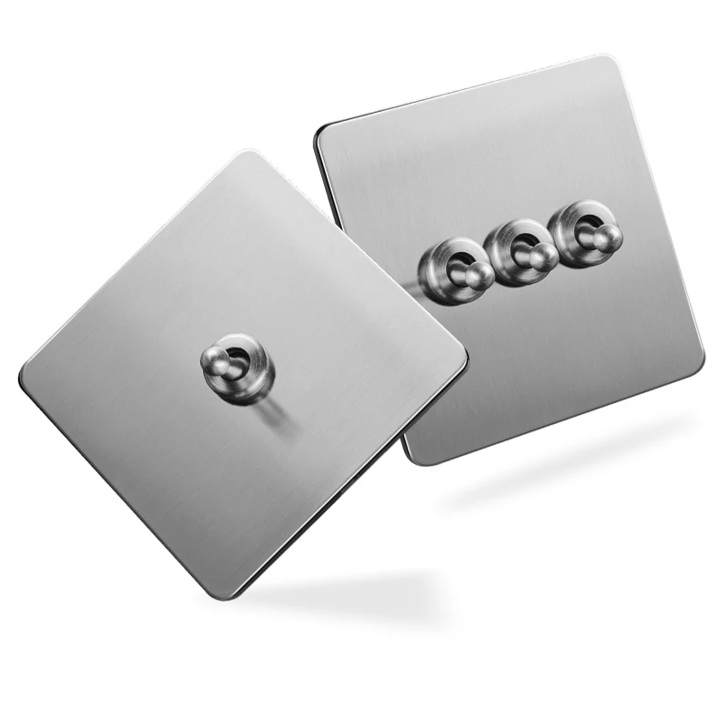 Avoir Nickel Brushed Panel Carved Toggle Switch Light Switch Electrical Outlets Sockets Switches Home Wall Switch EU French RJ45