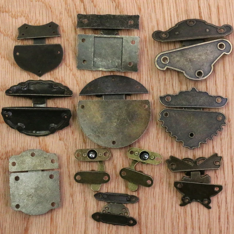 1set Antique Bronze Latch Hook Hasp Wood Jewelry Box Latch Hook Clasp Cases Chests Latch Lock with Screws