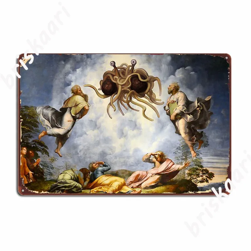 The Transfiguration Of The Flying Spaghetti Monsters Metal Signs Wall pub Wall Decoration Wall Decor Tin sign Posters