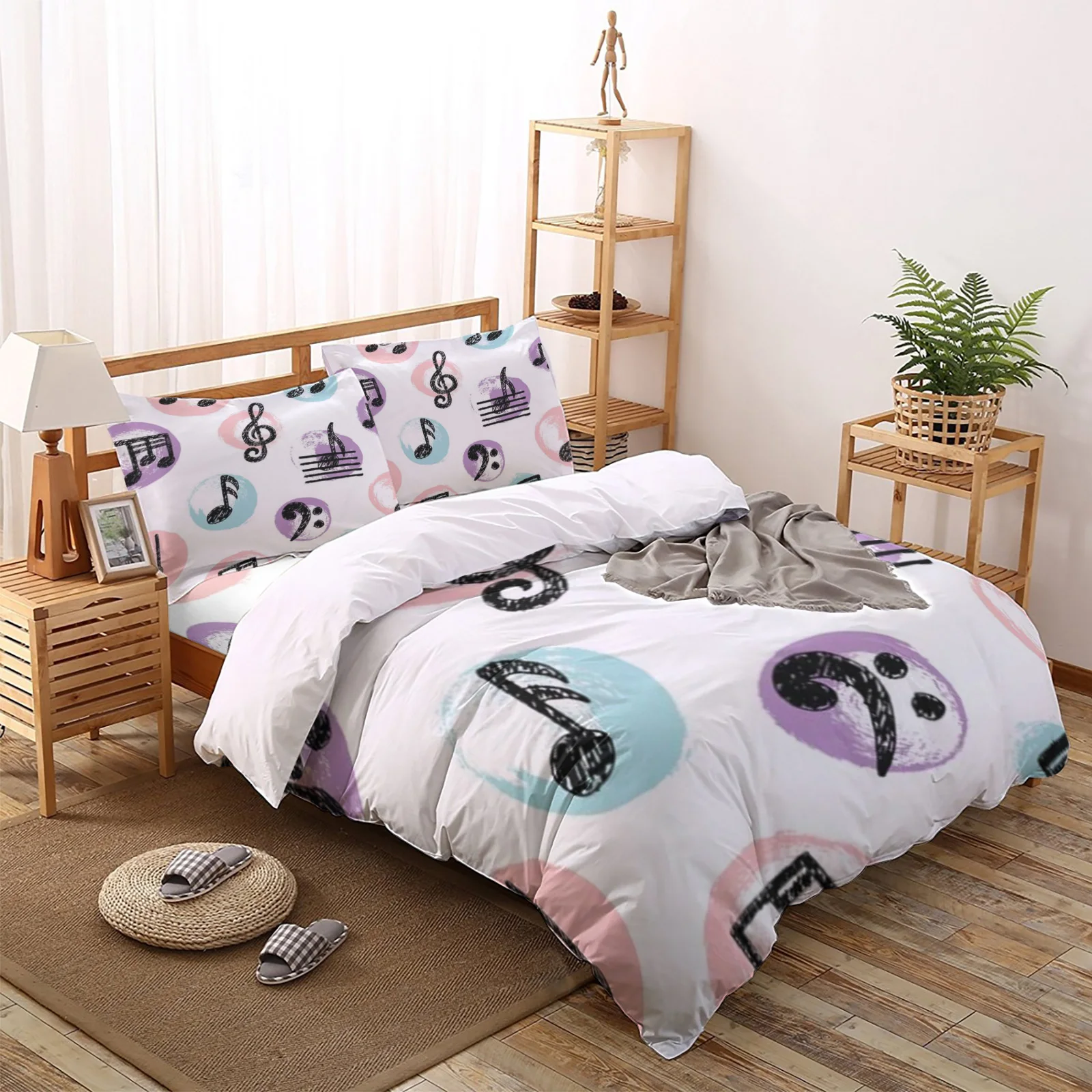 Hand Drawn Music Note Duvet Cover King Size Queen Size Quilt Cover Set Bedclothes Comforter Single Bedding Sets