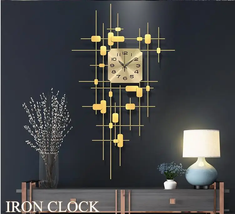 

Simple Modern Wrought Iron Clock Wall Hanging Decoration Home Livingroom Wall Sticker Ornaments Hotel Office Wall Mural Crafts