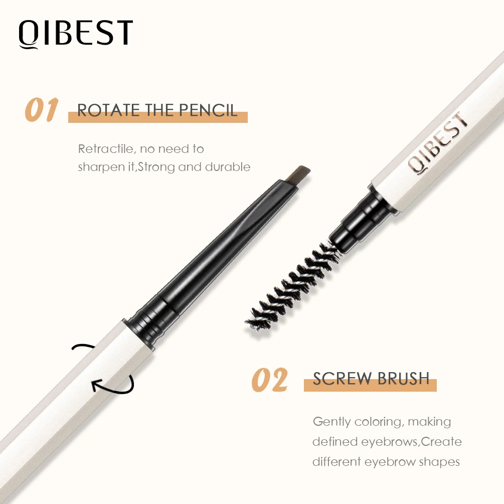 QIBEST-lápiz de cejas triangular ultrafino, decodificador de cejas preciso de larga duración, resistente al agua, maquillaje de cejas Rubio marrón,