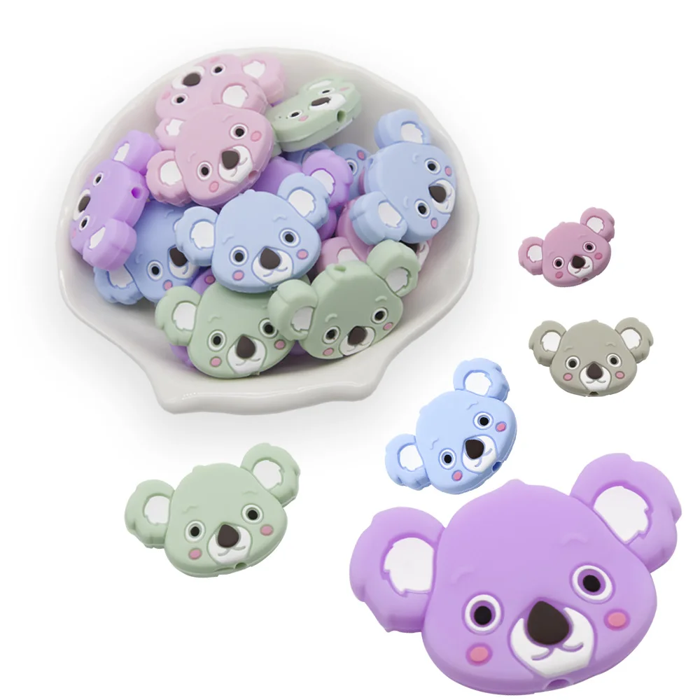 Koala – perles à mâcher en silicone pour bébé, bijoux, soins à mâcher, DIY, sucette, chaîne, jouet, accessoires, fournitures pour bébé, 10 pièces