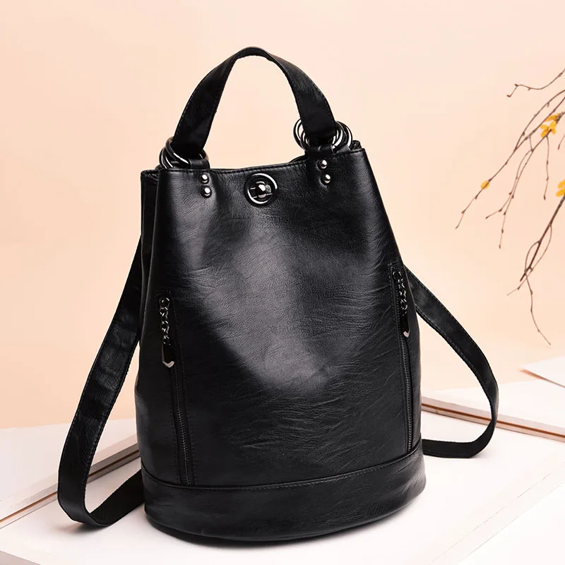 High Quality Soft Leather Bagpack Women Fashion Anti-theft Backpack 2024 New Casual Lides Shoulder Bag Large Capacity School Bag