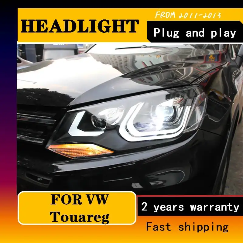 Car Styling for VW Touareg LED Headlight 2011-2013 Touareg LED DRL Hid Option Head Lamp Angel Eye Bi Xenon Beam Accessories