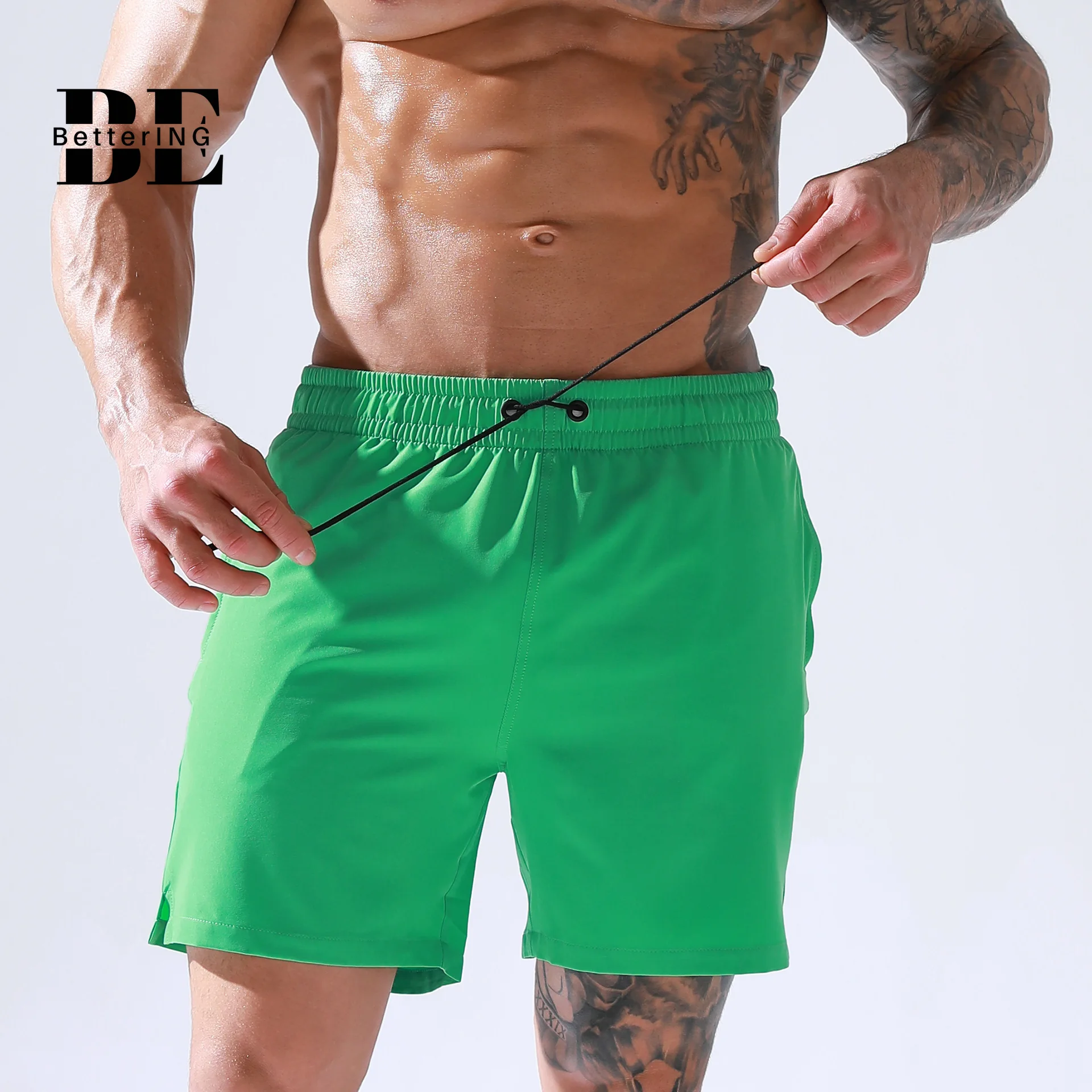 2021 Men's Pants Summer New Zipper Sports Shorts Casual Trend Straight Tube Simple Loose Stretch Sports Thin Shorts