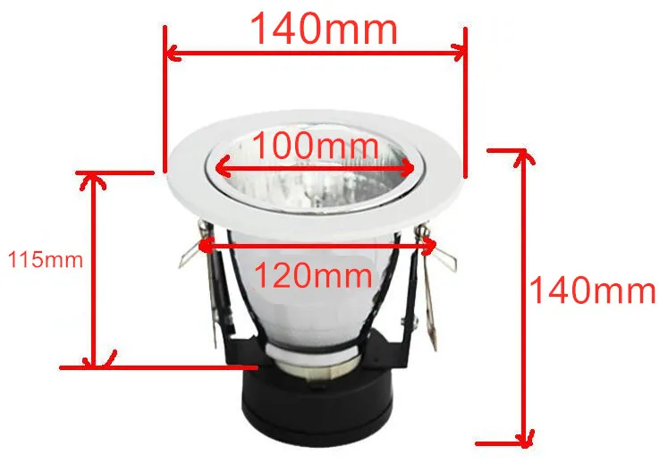 Freies Verschiffen 4 zoll E27 Weiß Runde Einbau Gehäuse Downlight Halter e27