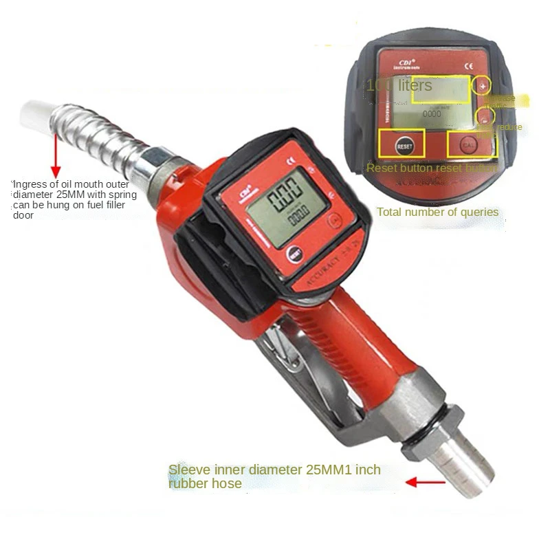 K28 Digital Flow Meter Fueling Nozzle Diesel Kerosene Gasoline Fuel Gun Oil Fill Nozzle Aluminum Refuel Injection Tools New