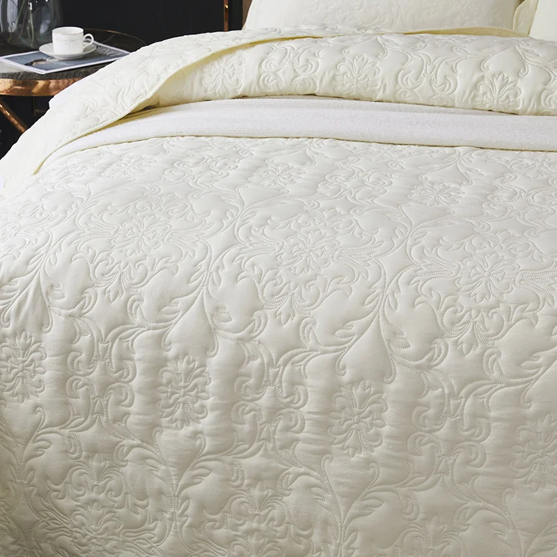 High-grade White Embossing Cotton Single Double Plaid Quilts Bed Cover Blanket Quilting Quilt Bed Sheet Bed linen Bedspreads #sw