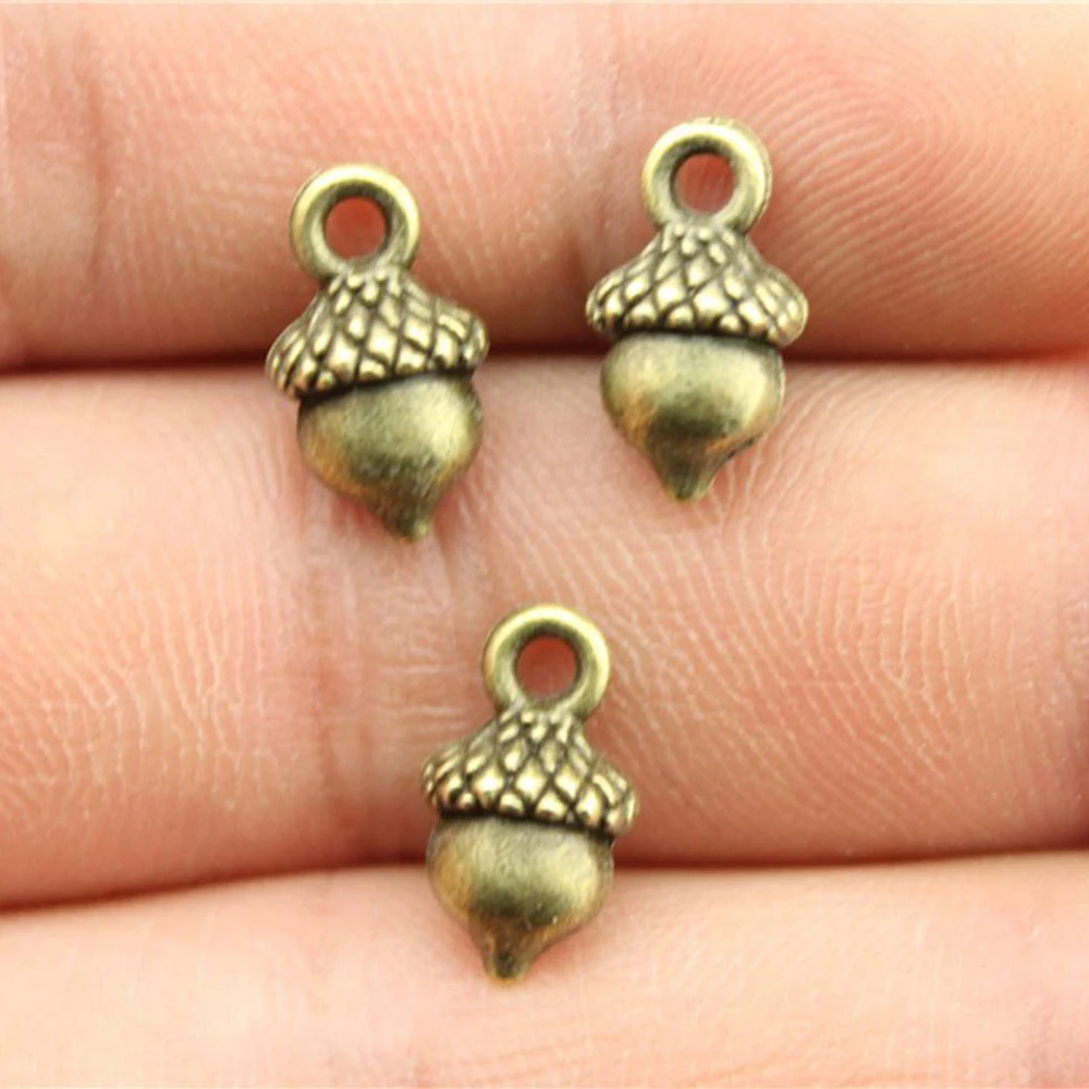 20pcs 13x7mm Charm Acorn 3 Colors 3D Acorn Charms 3D Pine Nuts Acorn Pendant Charms For Jewelry Making