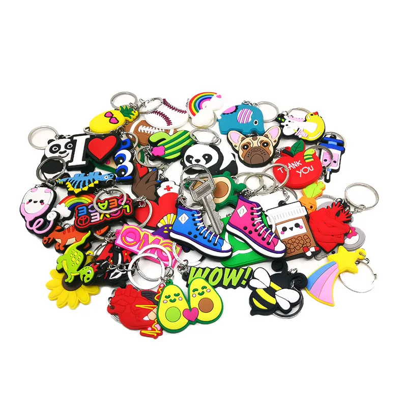 10/20/50/100Pcs Random Keychain Cartoon Keychain animal Keyrings decoration Key Holder men kid keys car bag trinket send