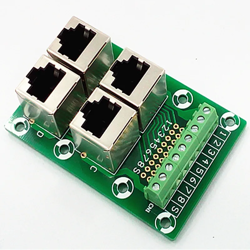 2 sztuk/partia RJ45 8 p8c Jack 4-drożny Buss Breakout Board, blok zacisków, złącze.