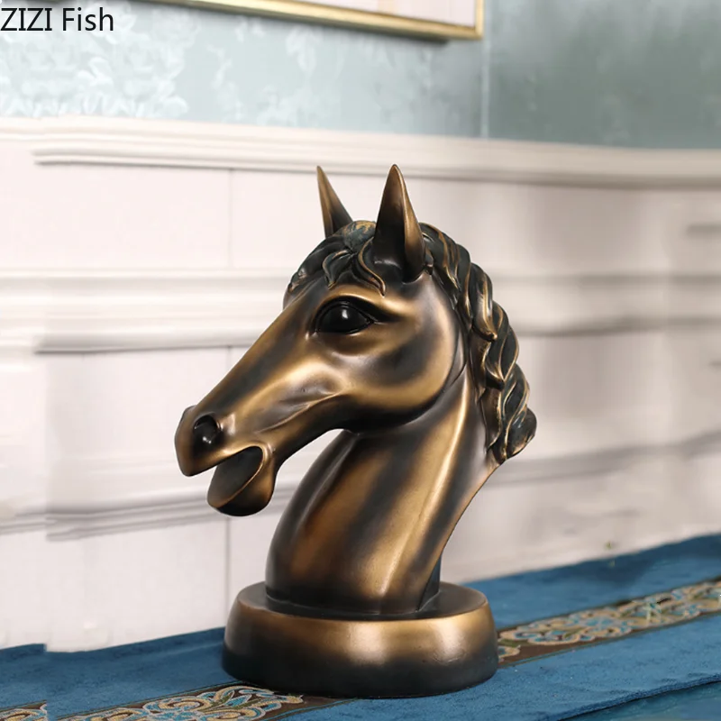 

Creativity Animal Head Statue Horse Head Female Simulation Animal Handicraft Furnishings Modern Home Decoration Accessories