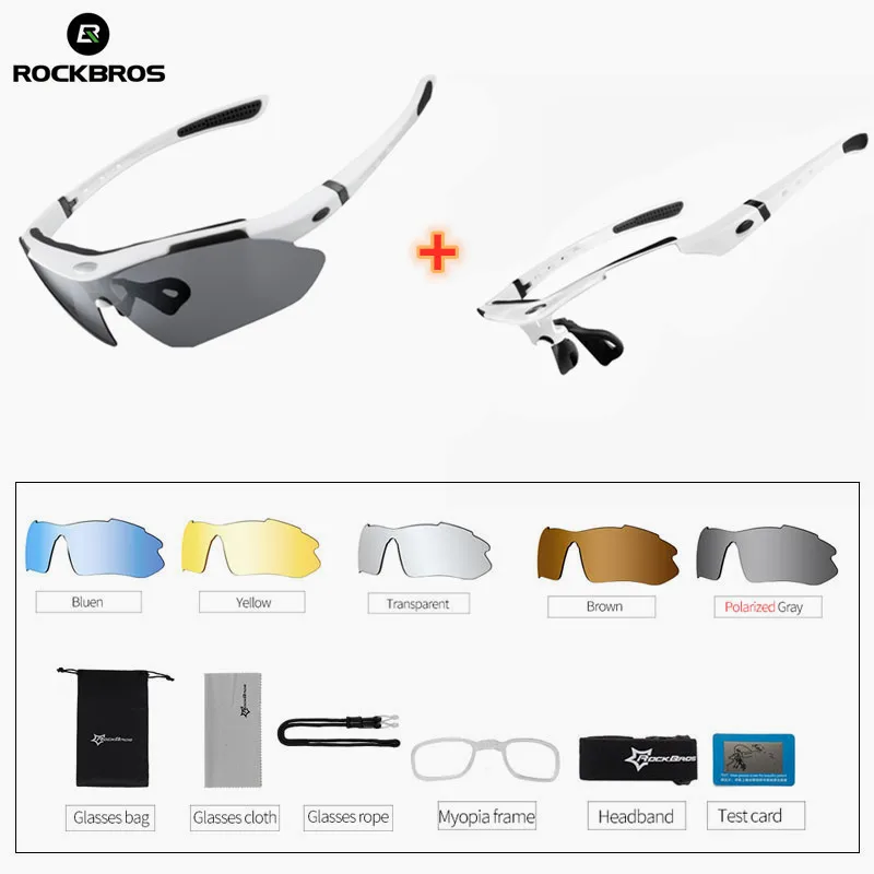 ROCKBROS Cycling Glasses 5 Lens Polarized Glasses UV400 Protection Sunglasses Myopia Frame MTB Road Bike Outdoor Sports Glasses