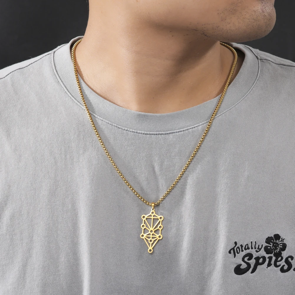 Dawapara Sephirot Kabbalah Tree of Life Amulet Stainless Steel Pendant Necklace Astrology Necklace Men Jewelry Talisman