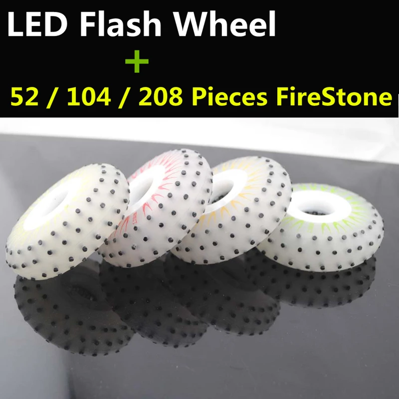 90A 72Mm 76Mm 80Mm LED Flash Bersinar Roller Skate Inline Skates Wheel dengan 52 104 208 Buah flint Spark Firestone Fire Stone